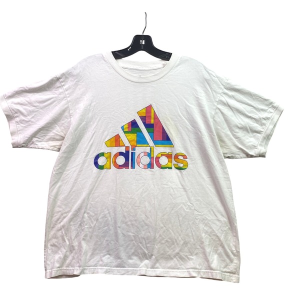 Adidas Shirt Mens Medium Rainbow Inclusive Logo Spell Out Festival Activewear - Picture 1 of 8